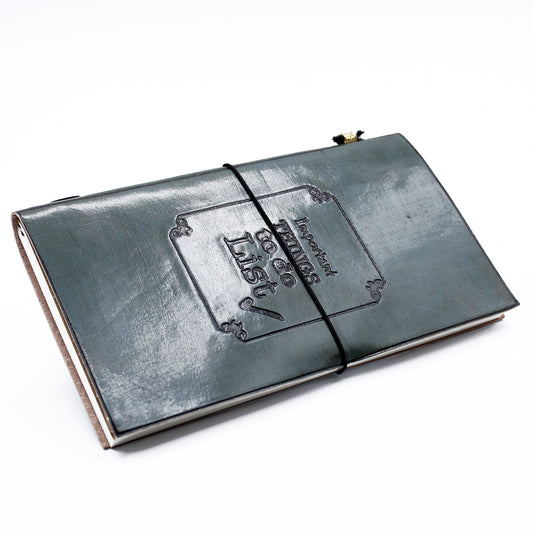 Handmade Leather Journal - Important Things To Do - Grey - 80 pages