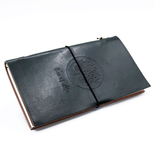 Handmade Leather Journal - Tree of Life - Green - 80 pages