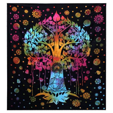 Single Cotton Bedspread & Wall Hanging - Bodhi Tree