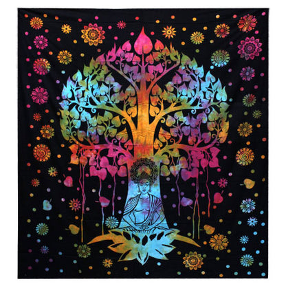 Single Cotton Bedspread & Wall Hanging - Bodhi Tree