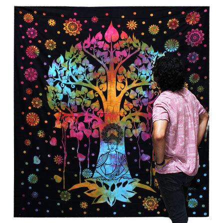 Single Cotton Bedspread & Wall Hanging - Bodhi Tree
