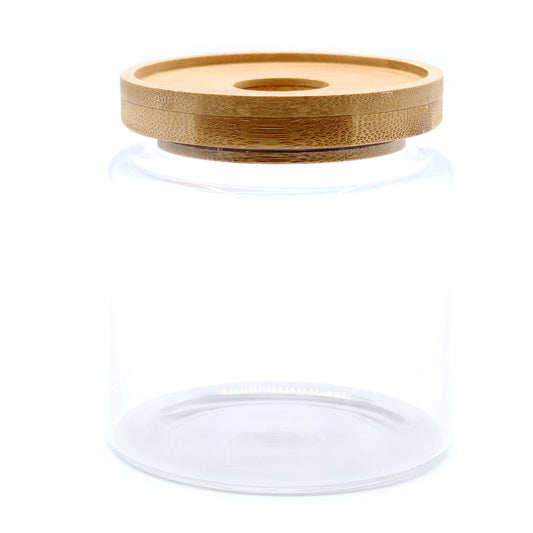 Cottage Bamboo Glass Jar - 10 cm
