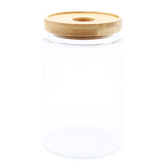 Cottage Bamboo Glass Jar - 15 cm