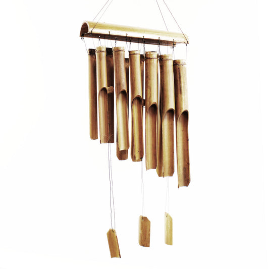 Natural Finish Bamboo Wind Chimes - 12 Large Tubes