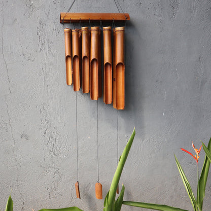 Natural Finish Bamboo Windchime - 12 Large Tubes