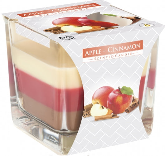 Rainbow Scented Candle in Square Glass Jar - Apple and Cinnamon