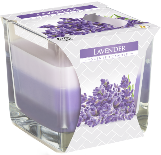 Rainbow Scented Candle in Square Glass Jar - Lavender