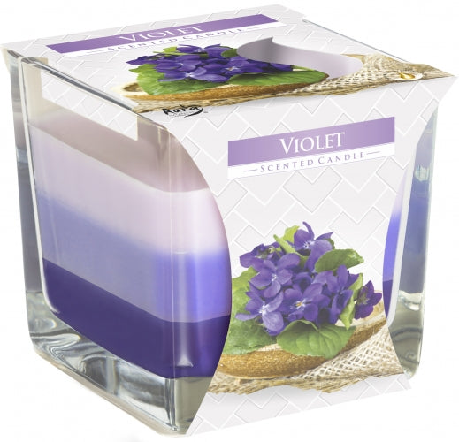 Rainbow Scented Candle in Square Glass Jar - Violet