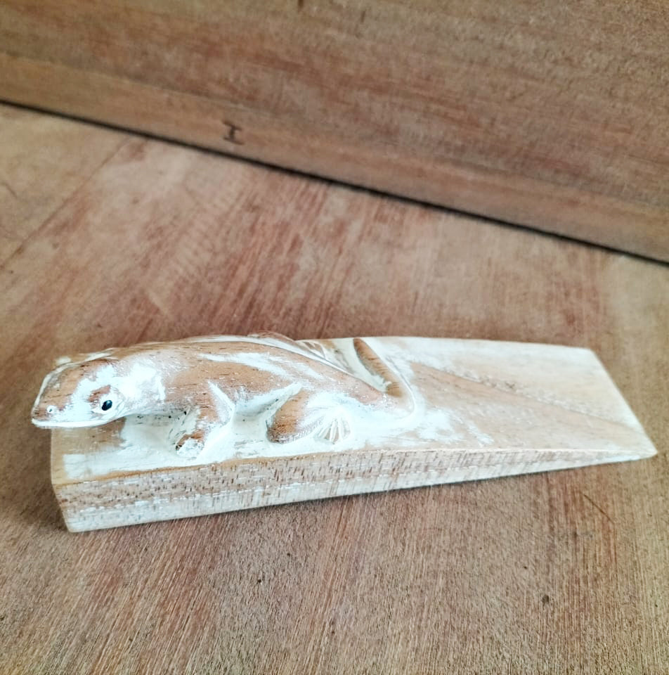 Hand-Carved Doorstop - Gecko