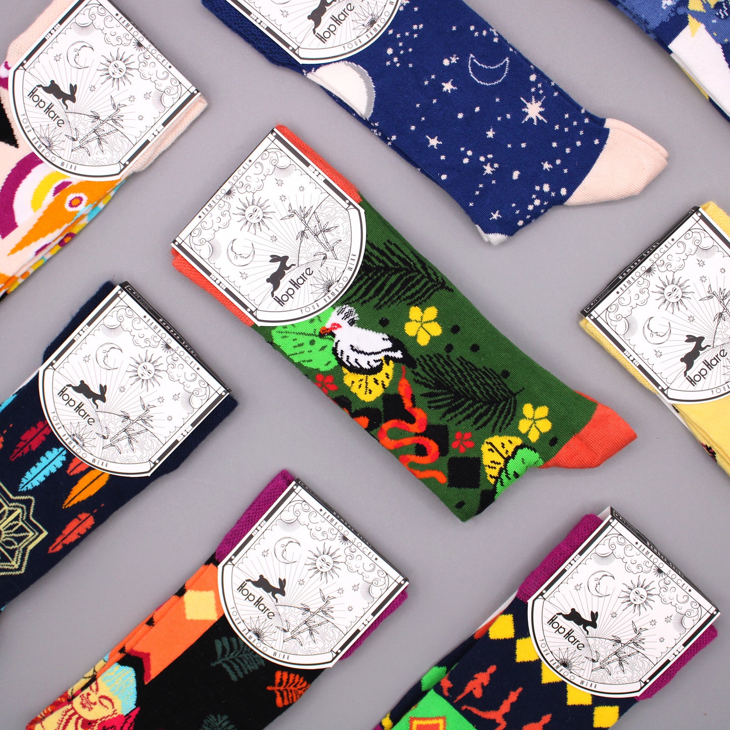 Hop Hare Bamboo Socks - Midnight Cat - Small / Medium (3.5 - 6.5)