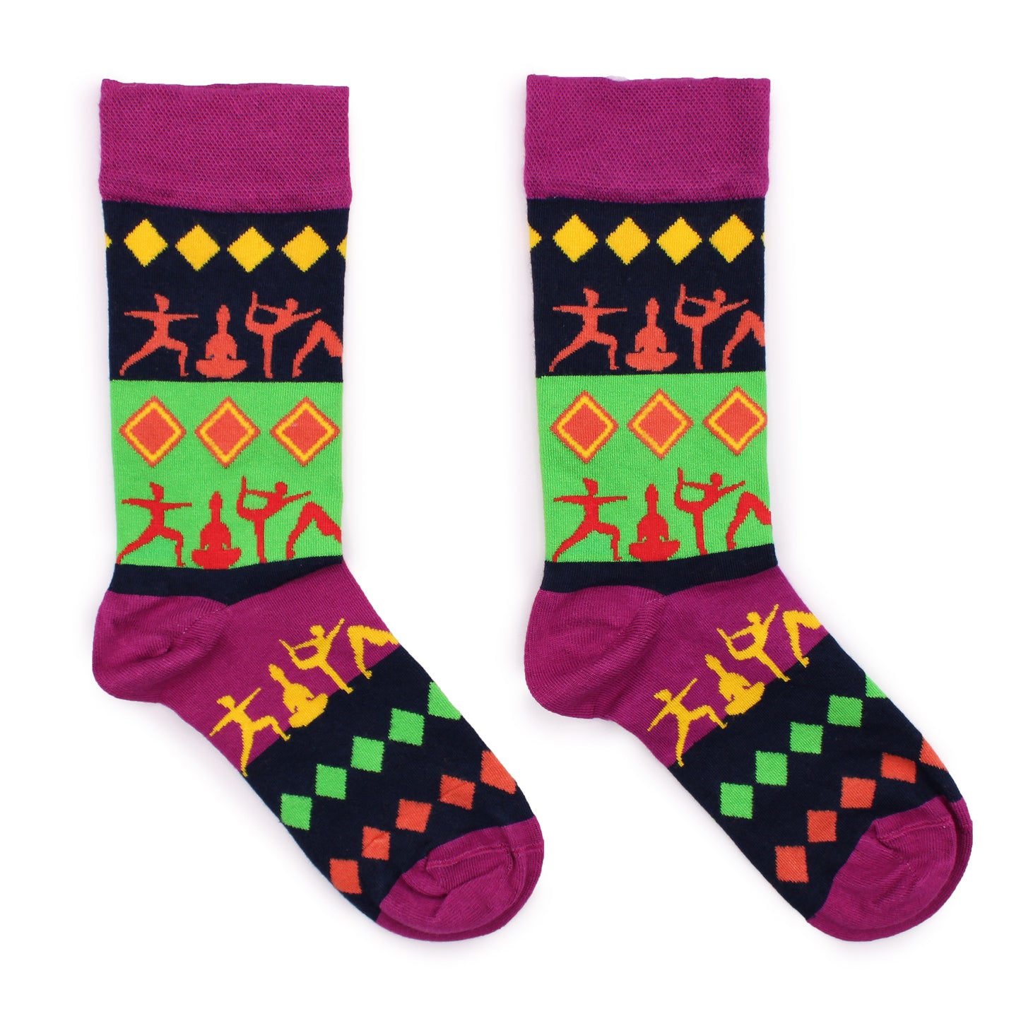 Hop Hare Bamboo Socks - Yoga Poses - Medium / Large (7.5 - 11.5)