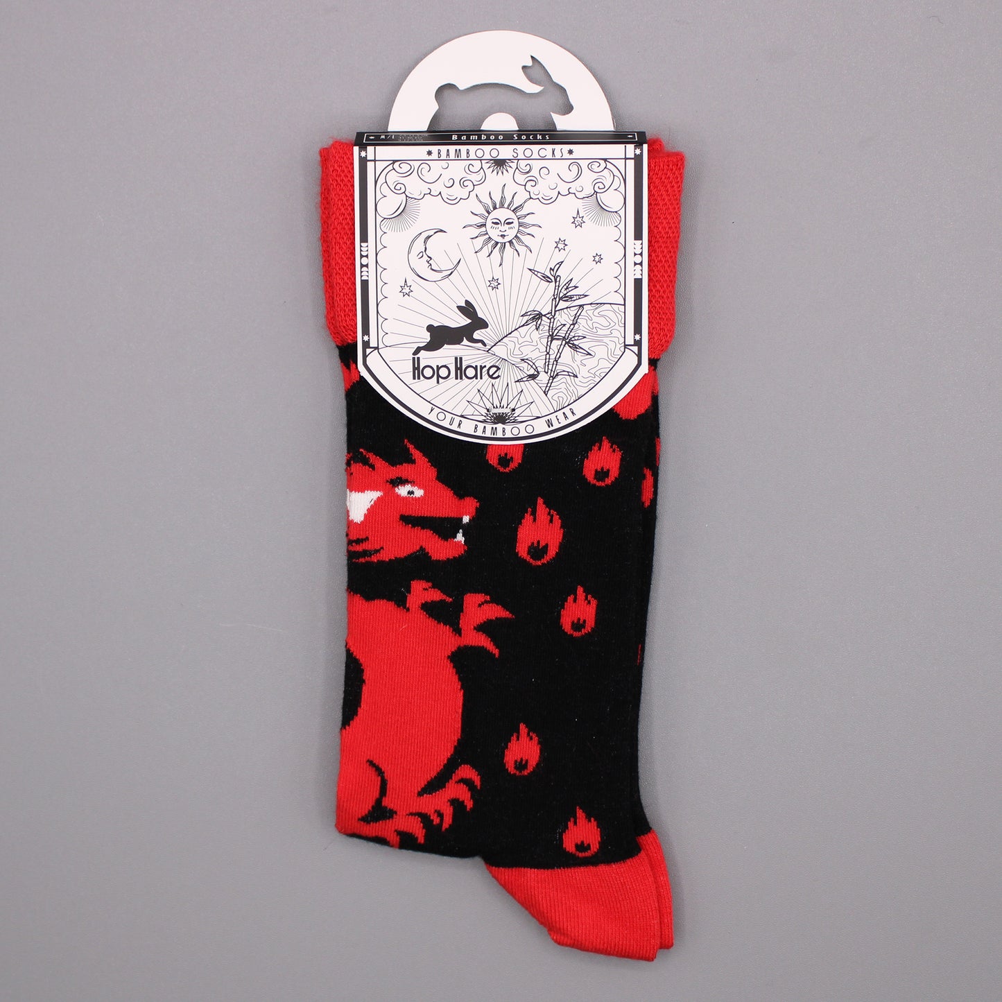 Hop Hare Bamboo Socks - Red Dragons - Medium / Large (7.5 - 11.5)