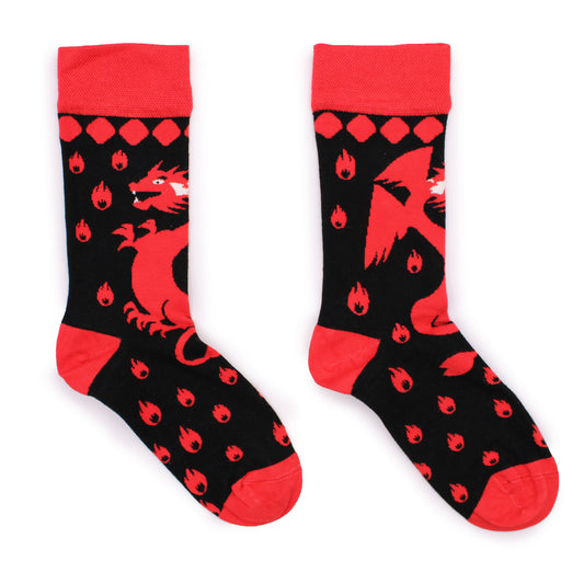 Hop Hare Bamboo Socks - Red Dragons - Small / Medium (3.5 - 6.5)