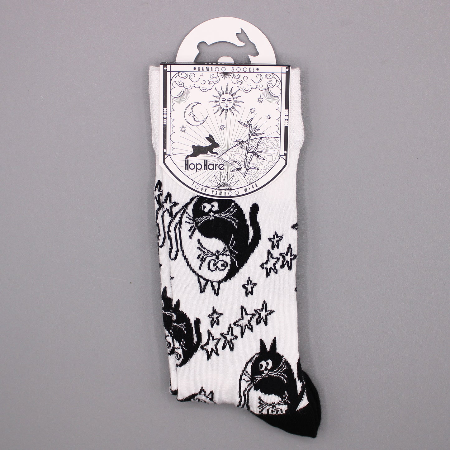 Hop Hare Bamboo Socks - Ying Yang - Medium / Large (7.5 - 11.5)