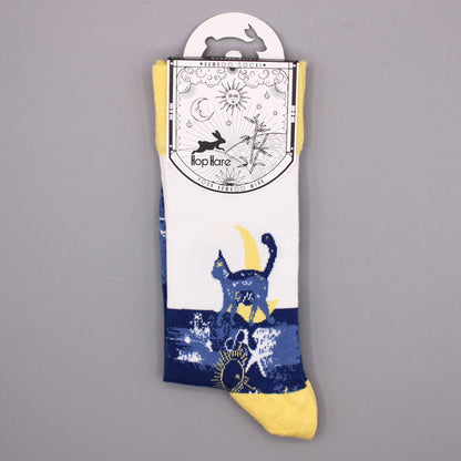 Hop Hare Bamboo Socks - Midnight Cat - Small / Medium (3.5 - 6.5)