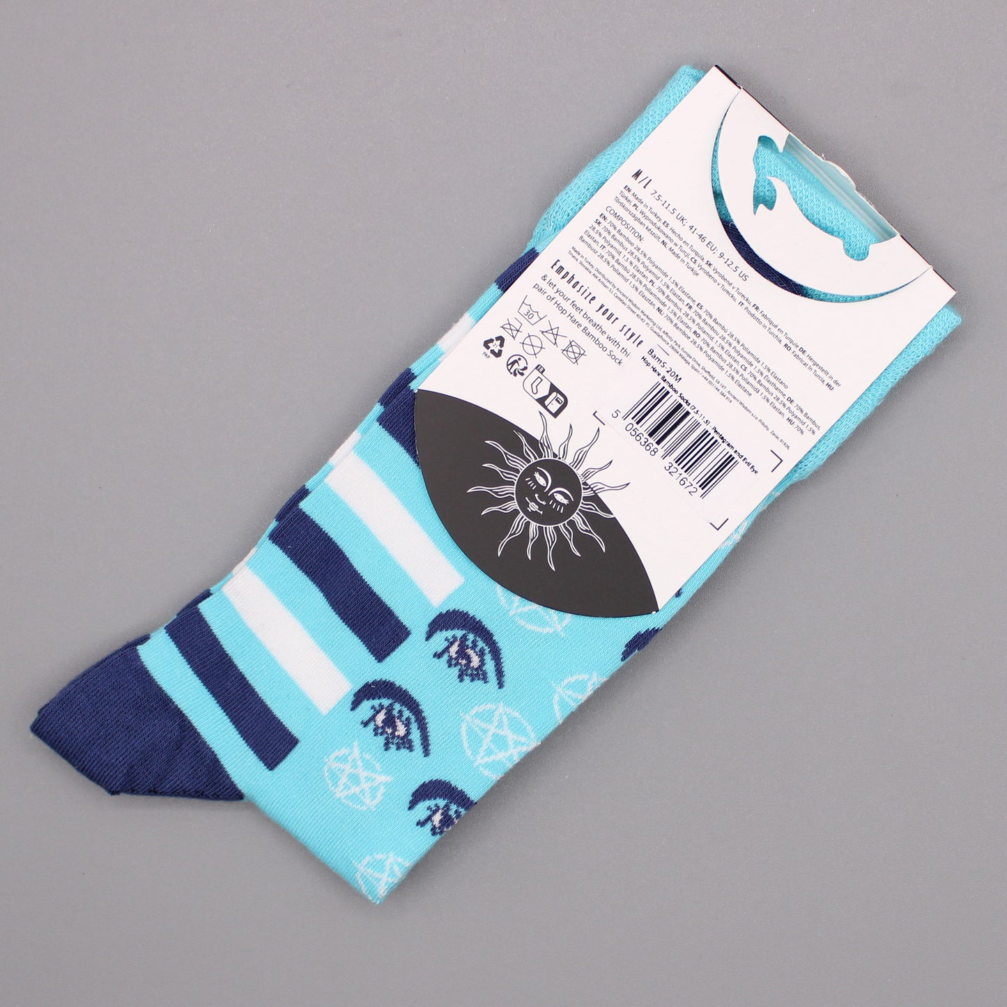 Hop Hare Bamboo Socks - Pentagram and Evil Eye - Small / Medium (3.5 - 6.5)