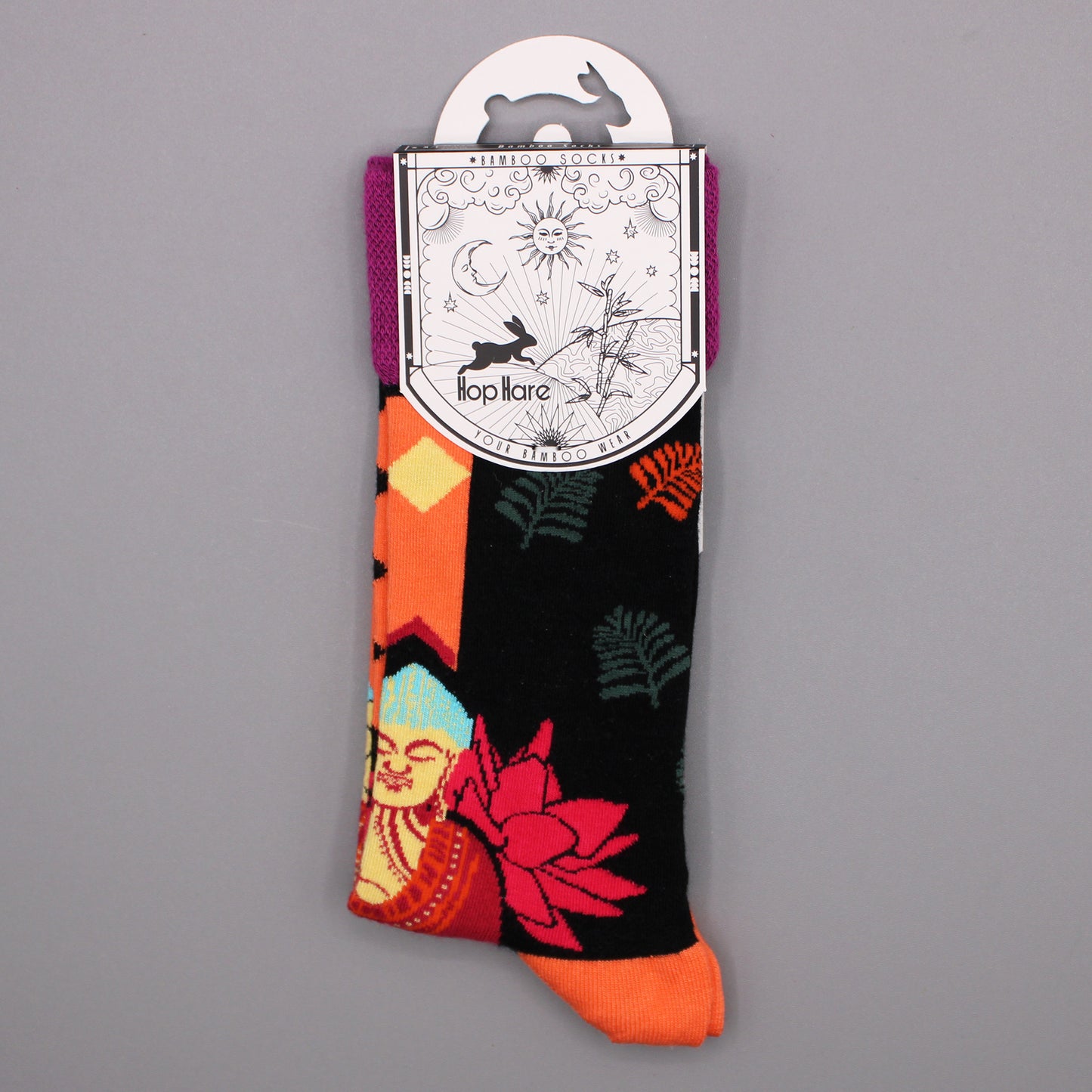Hop Hare Bamboo Socks - Pink Buddha & Lotus - Small / Medium (3.5 - 6.5)