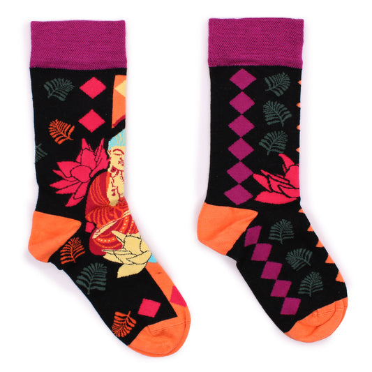 Hop Hare Bamboo Socks - Pink Buddha & Lotus - Medium / Large (7.5 - 11.5)