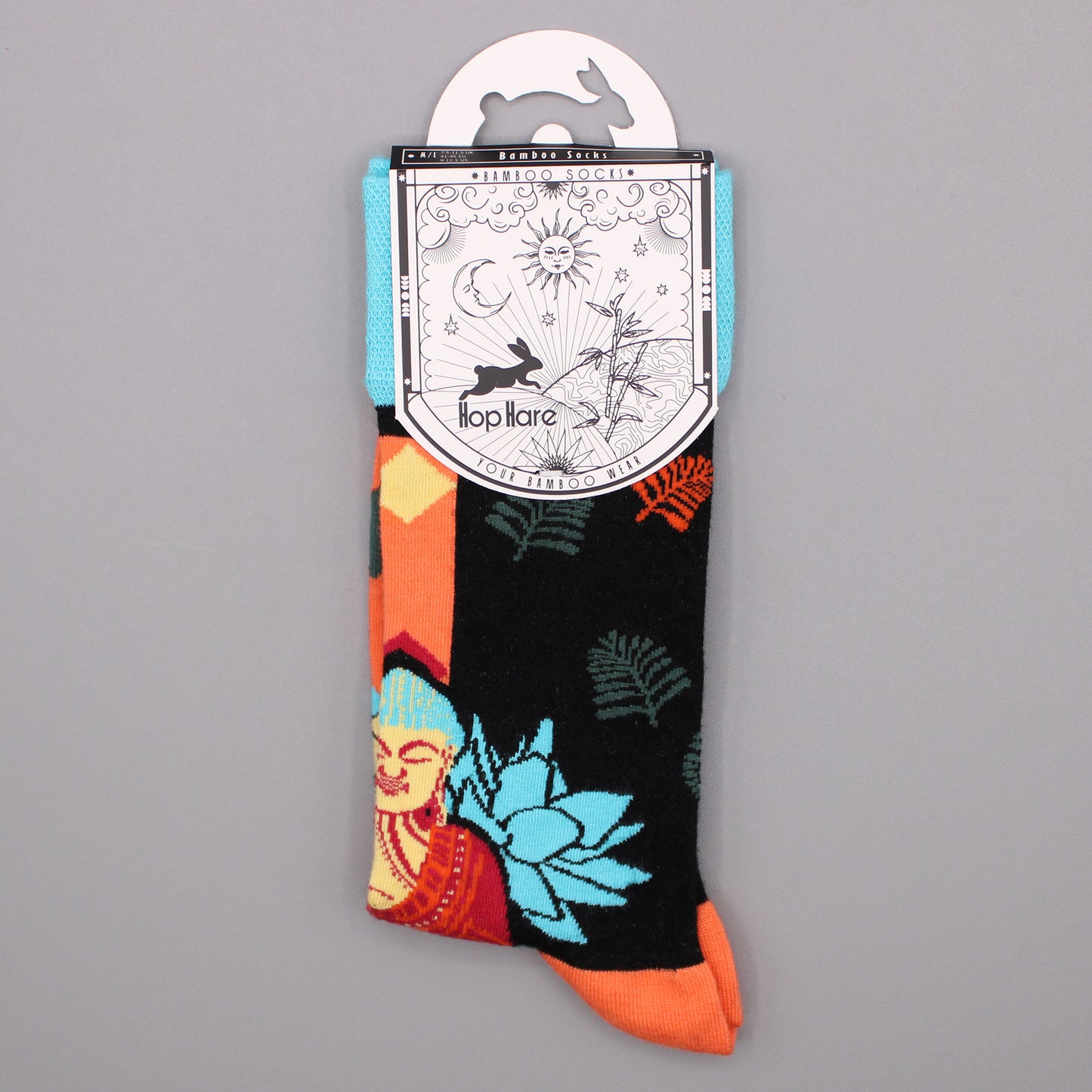 Hop Hare Bamboo Socks - Blue Buddha & Lotus - Small / Medium (3.5 - 6.5)