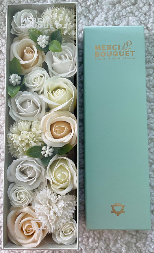 Wedding Blessings Soap Flowers - White & Ivory in Long Box