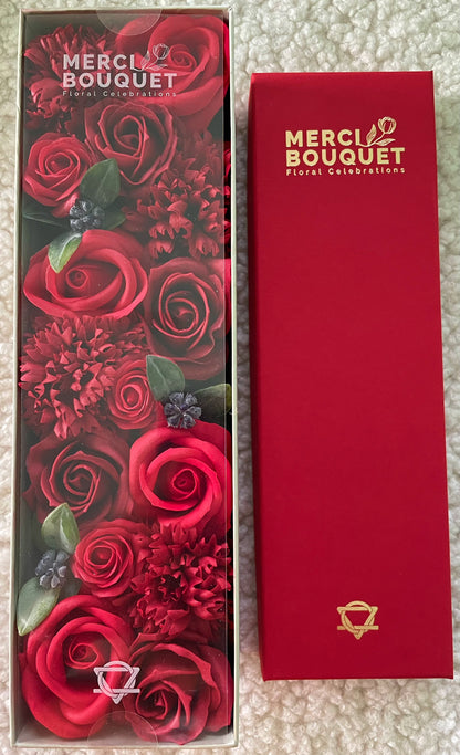 Classic Red Roses Soap Flowers - Long Box