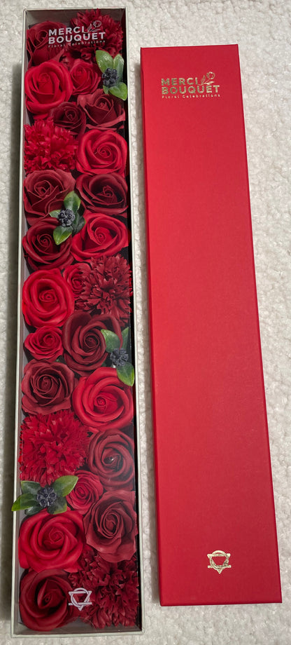 Classic Red Roses Soap Flowers - Extra Long Box