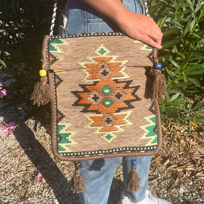 Beige Kilim Messenger Festival Bag