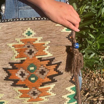 Beige Kilim Messenger Festival Bag