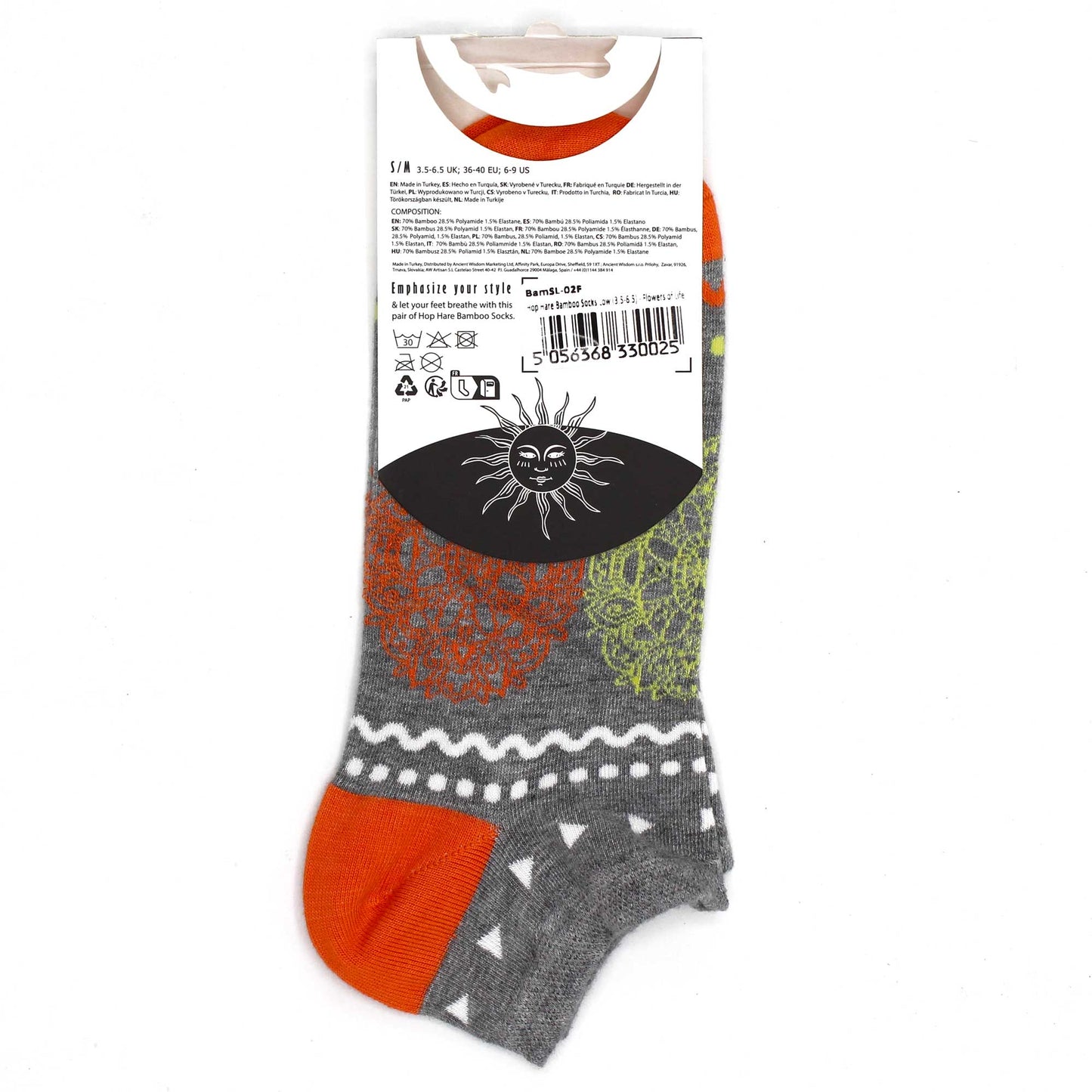 Hop Hare Bamboo Socks - Low Cut - Flowers of Life - Medium / Large (7.5 - 11.5)