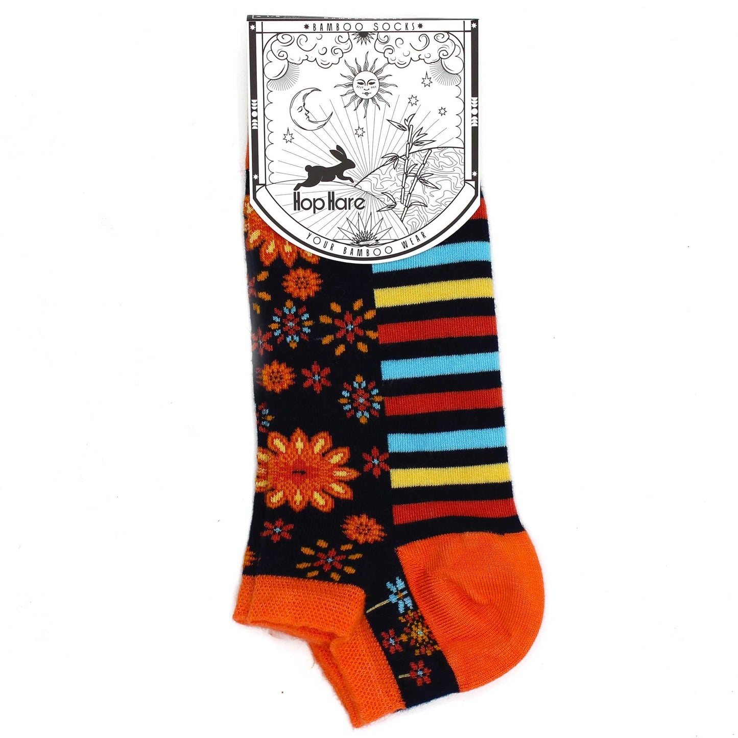Hop Hare Bamboo Socks - Low Cut - Mandala Flowers - Small / Medium (3.5 - 6.5)