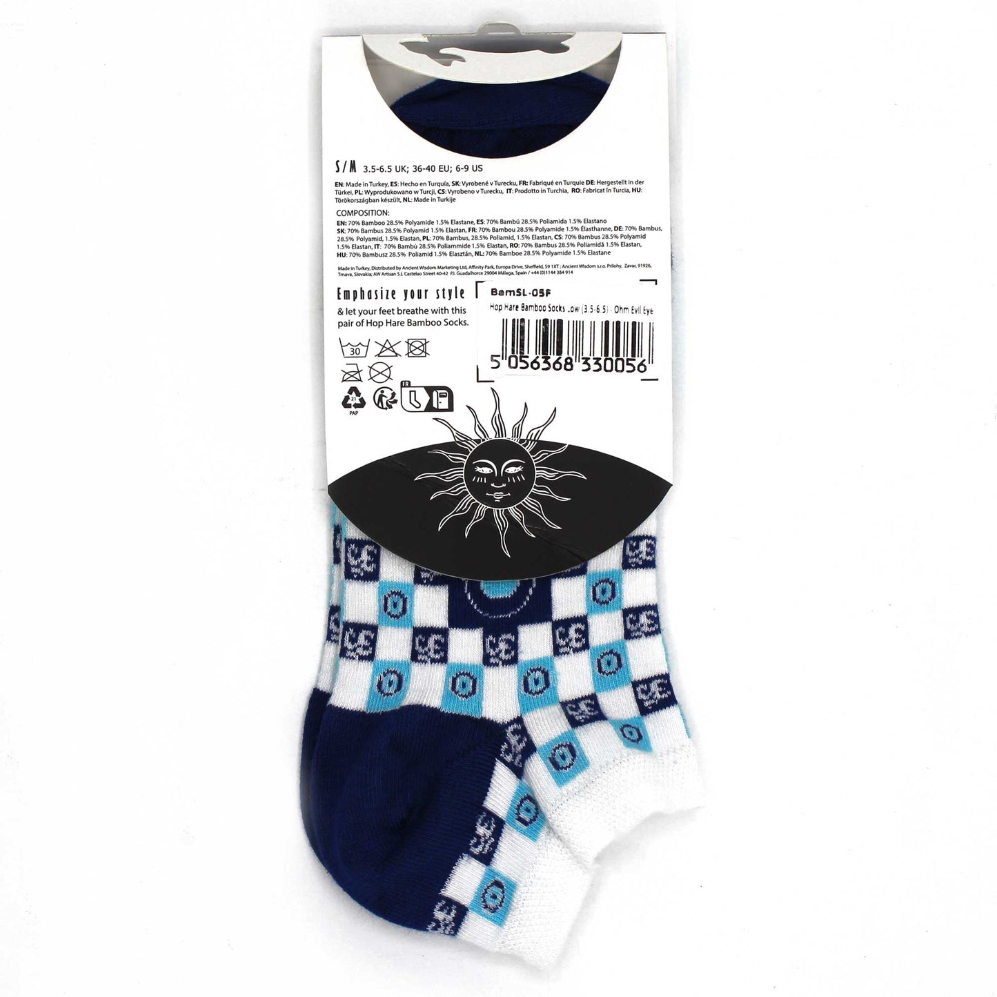 Hop Hare Bamboo Socks - Low Cut - Ohm Evil Eye - Medium / Large (7.5 - 11.5)
