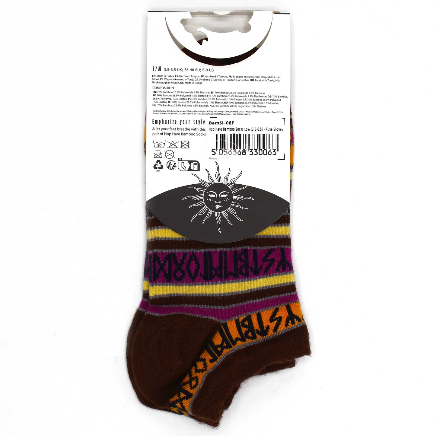 Hop Hare Bamboo Socks - Low Cut - Rune Stones - Small / Medium (3.5 - 6.5)