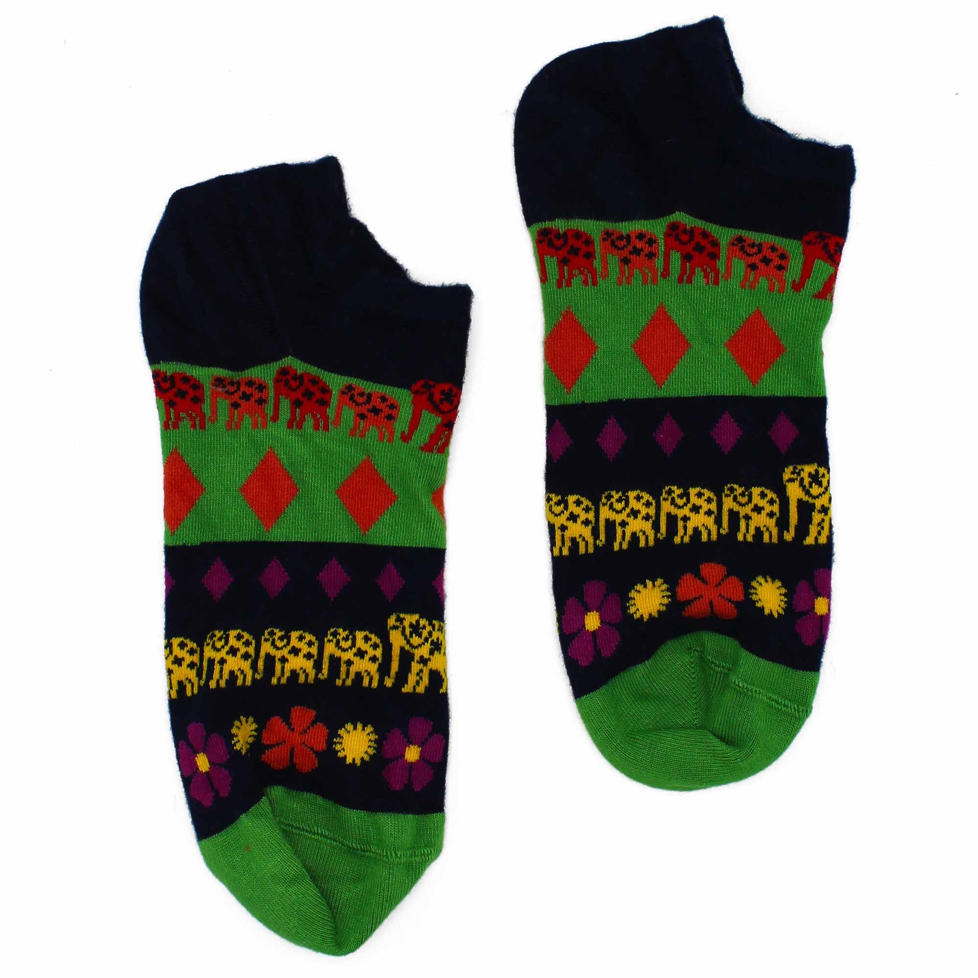 Hop Hare Bamboo Socks - Low Cut - Lucky Elephant - Medium / Large (7.5 - 11.5)