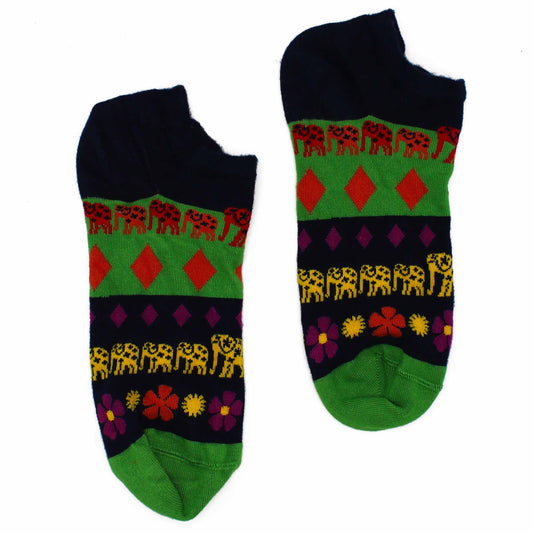 Hop Hare Bamboo Socks - Low Cut - Lucky Elephant - Medium / Large (7.5 - 11.5)