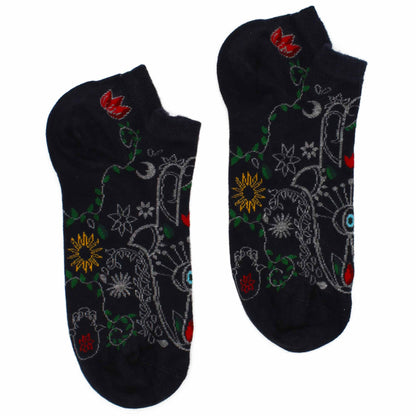 Hop Hare Bamboo Socks - Low Cut - Hamsa - Medium / Large (7.5 - 11.5)