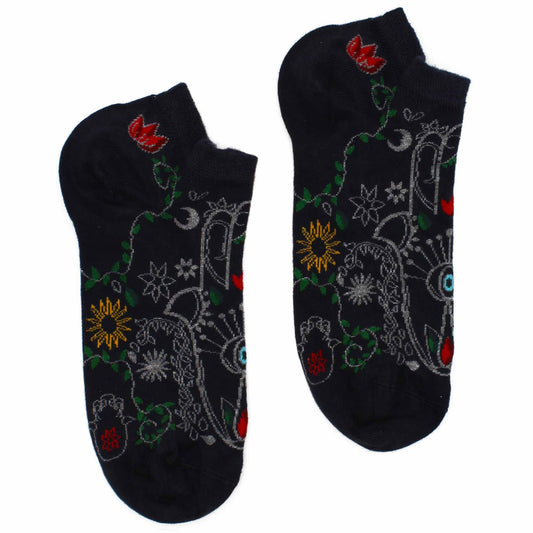 Hop Hare Bamboo Socks - Low Cut - Hamsa - Medium / Large (7.5 - 11.5)