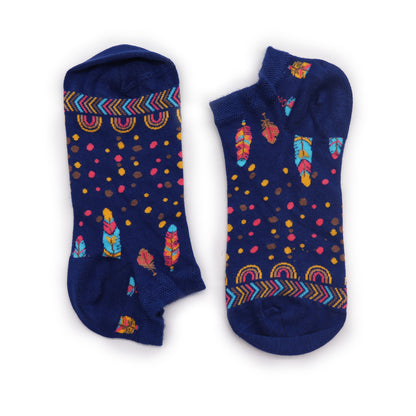Hop Hare Bamboo Socks - Low Cut - Indian Feathers - Small / Medium (3.5 - 6.5)