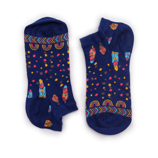 Hop Hare Bamboo Socks - Low Cut - Indian Feathers - Small / Medium (3.5 - 6.5)