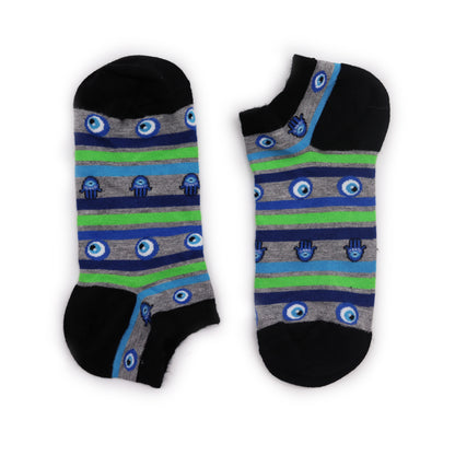 Hop Hare Bamboo Socks - Low Cut - Evil Eye & Hamsa - Small / Medium (3.5 - 6.5)