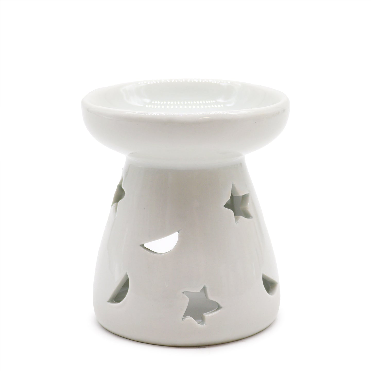 Classic White Oil Burner - Moon & Stars Cut-Out  - Small