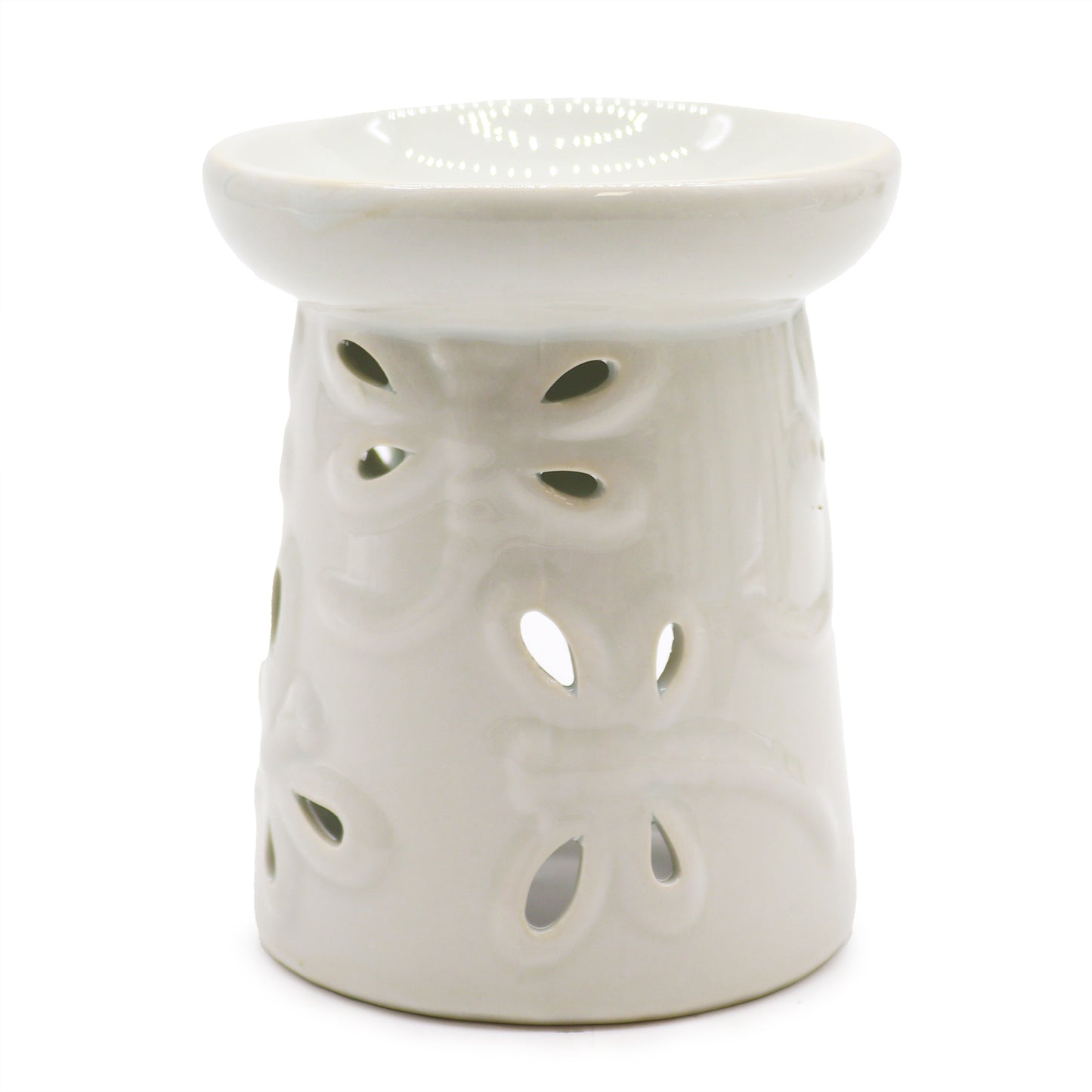 Classic White Oil Burner - Dragonfly Cut-Out