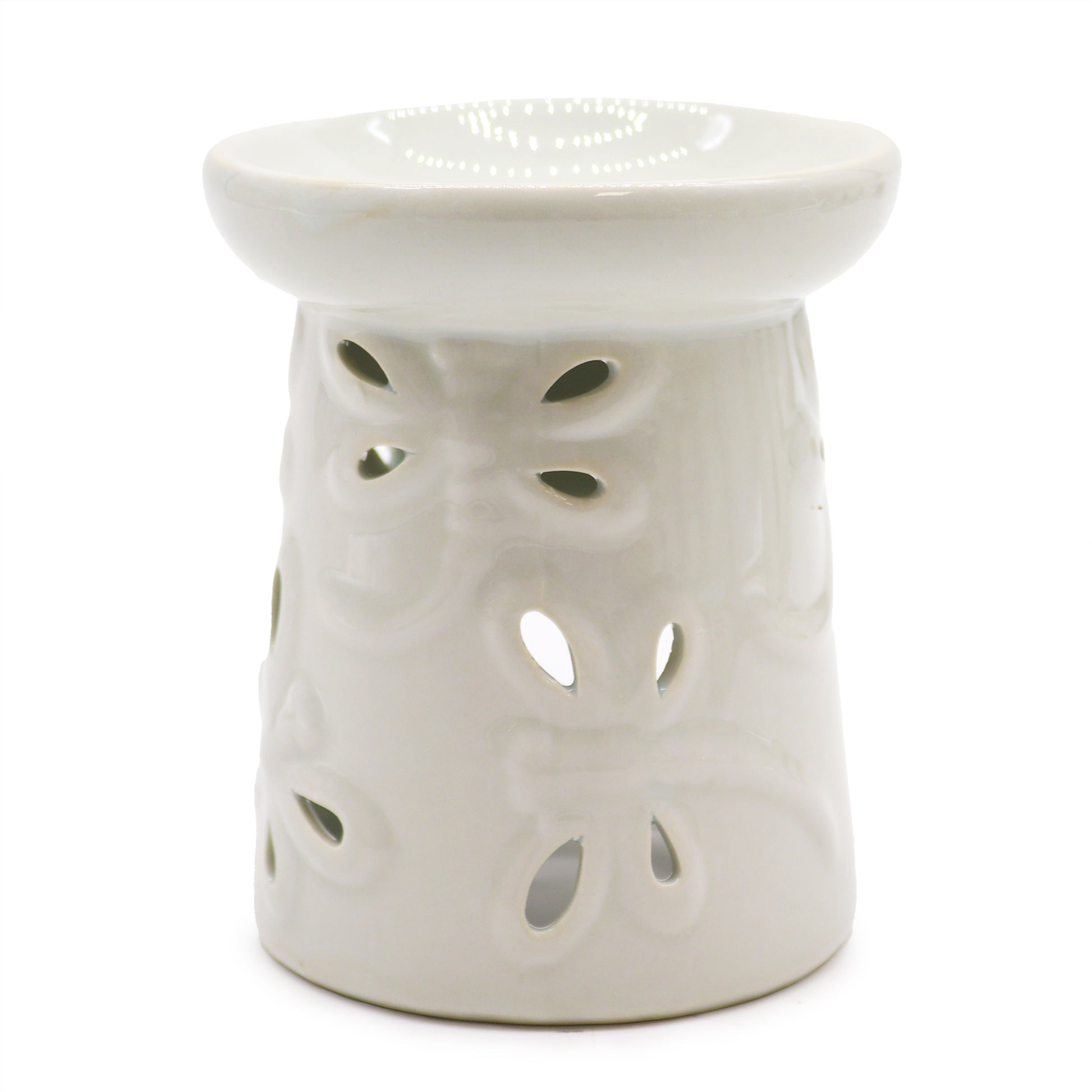 Classic White Oil Burner - Dragonfly Cut-Out