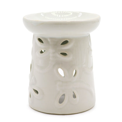 Classic White Oil Burner - Dragonfly Cut-Out