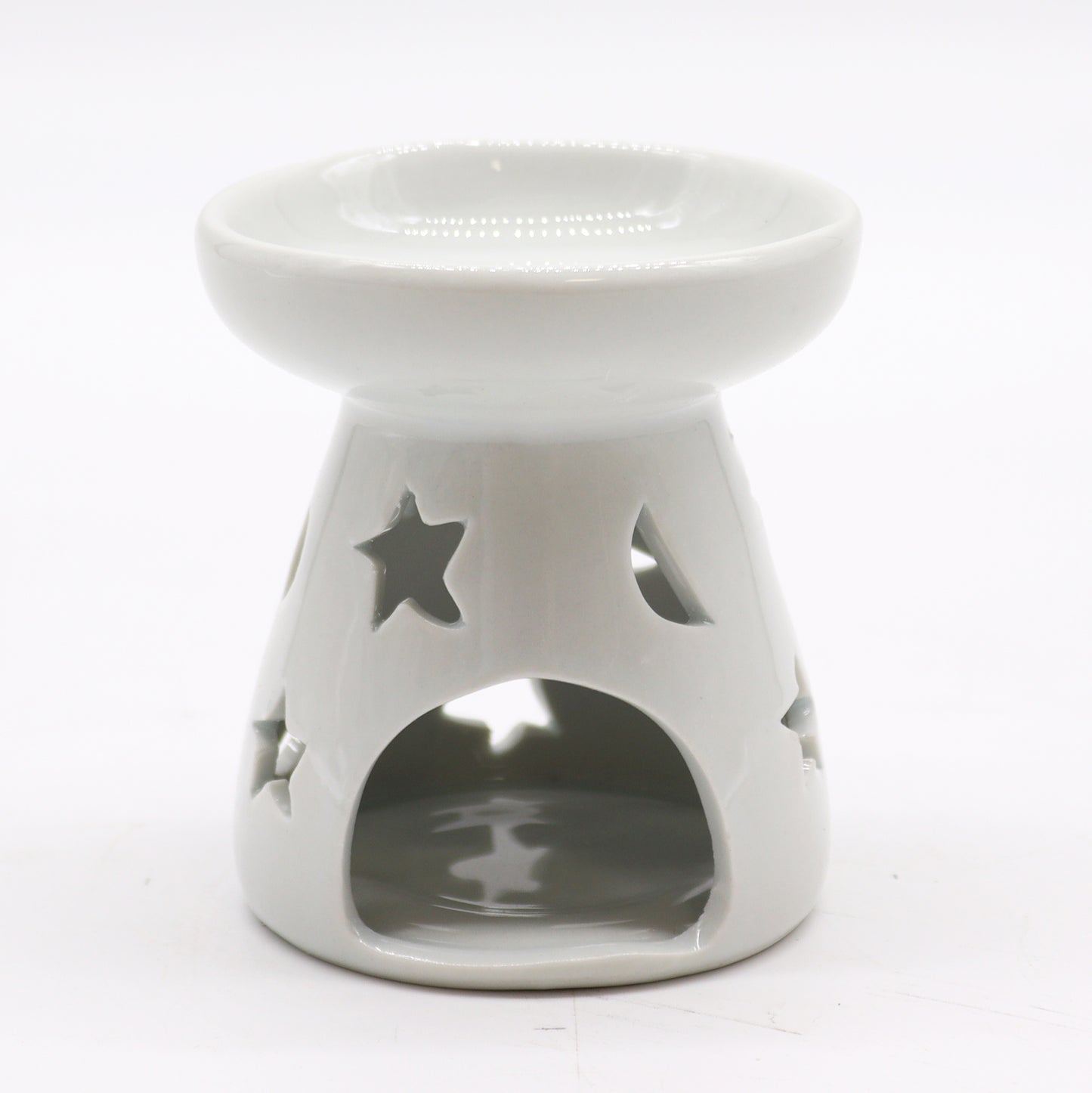 Classic White Oil Burner - Moon & Stars Cut-Out  - Small