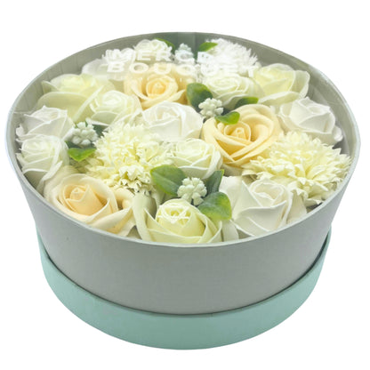 Wedding Blessings Soap Flowers - White & Ivory in Round Box