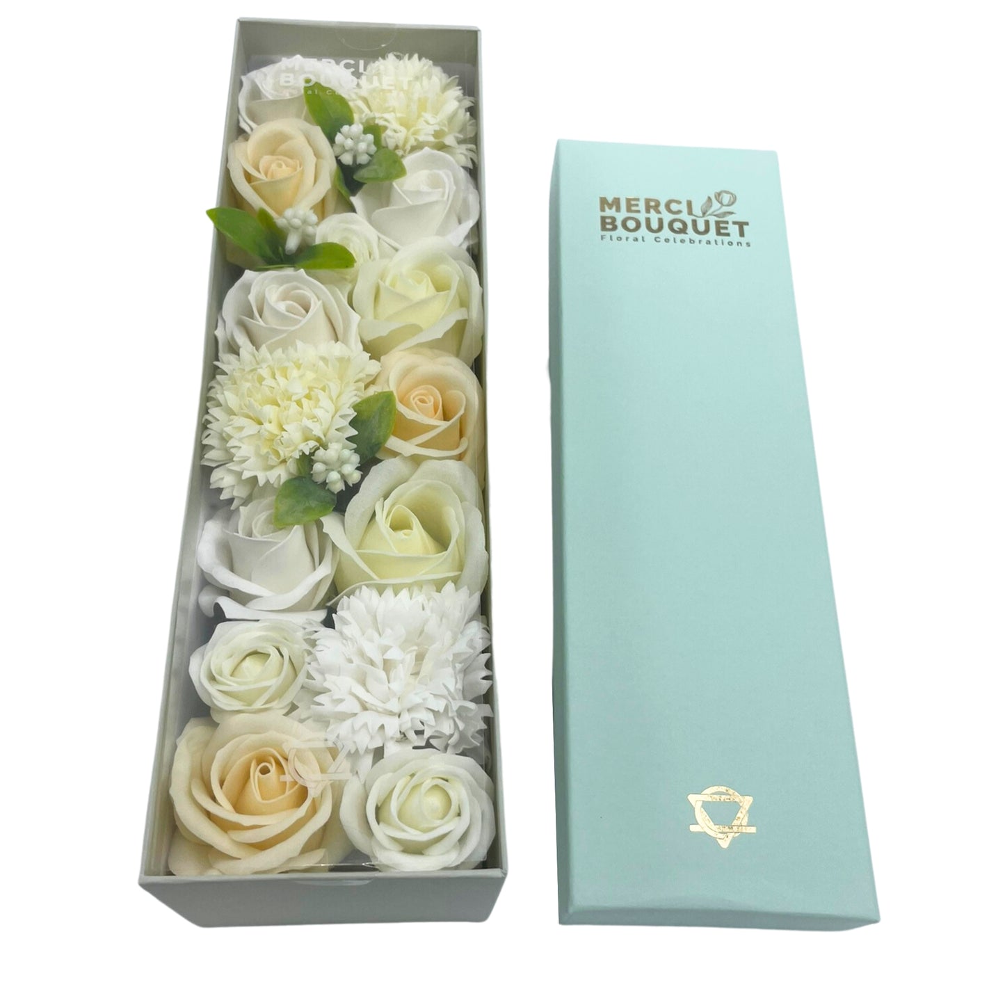 Wedding Blessings Soap Flowers - White & Ivory in Long Box