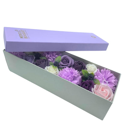 Lavender Rose & Carnation Soap Flowers - Long Box