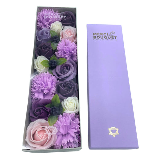 Lavender Rose & Carnation Soap Flowers - Long Box