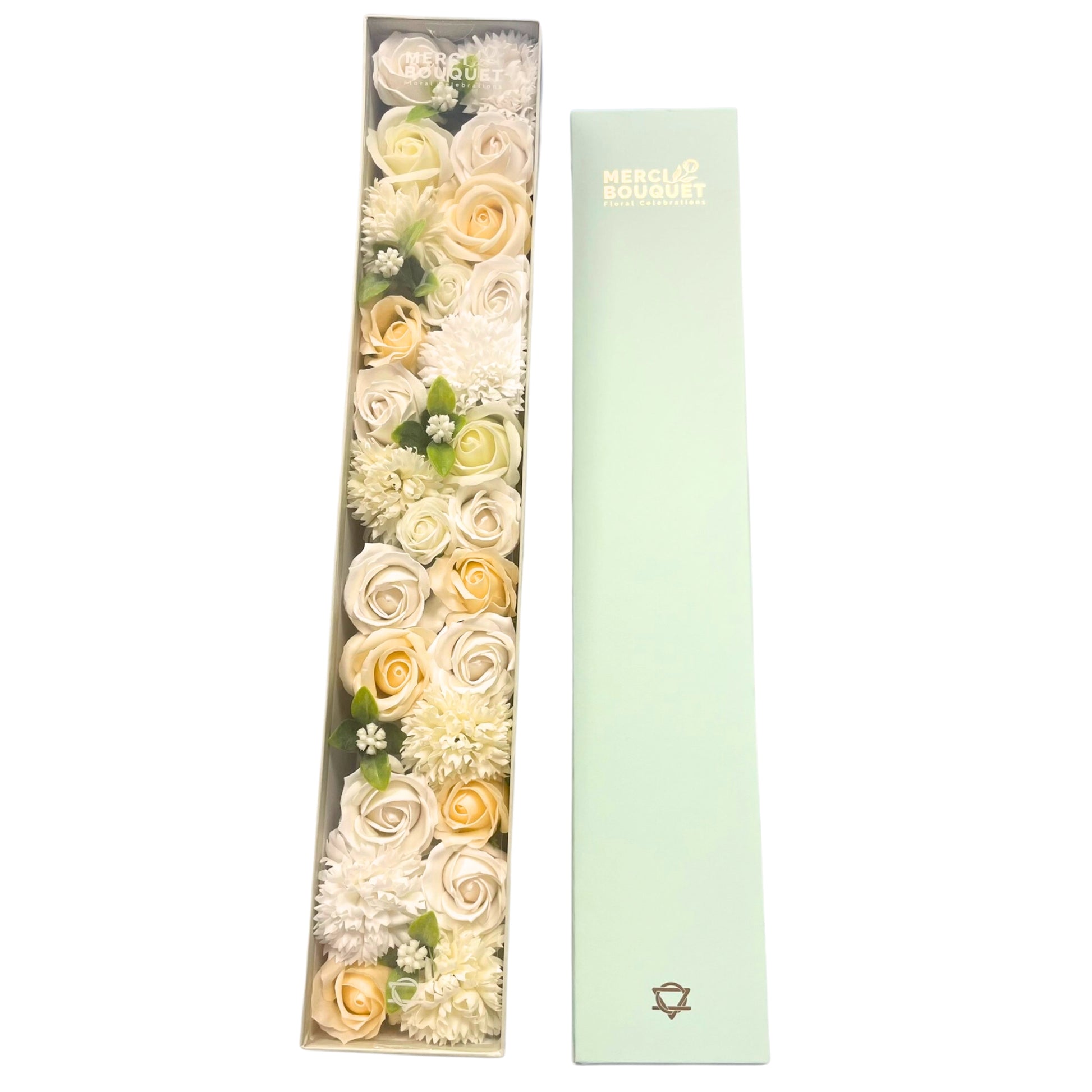 Wedding Blessings Soap Flowers - White & Ivory in Extra Long Box