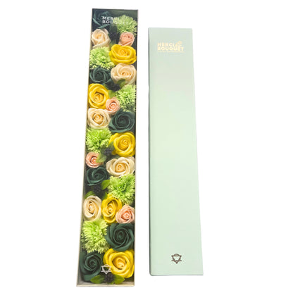 Spring Celibrations Soap Flowers - Yellow & Greens in Extra Long Box